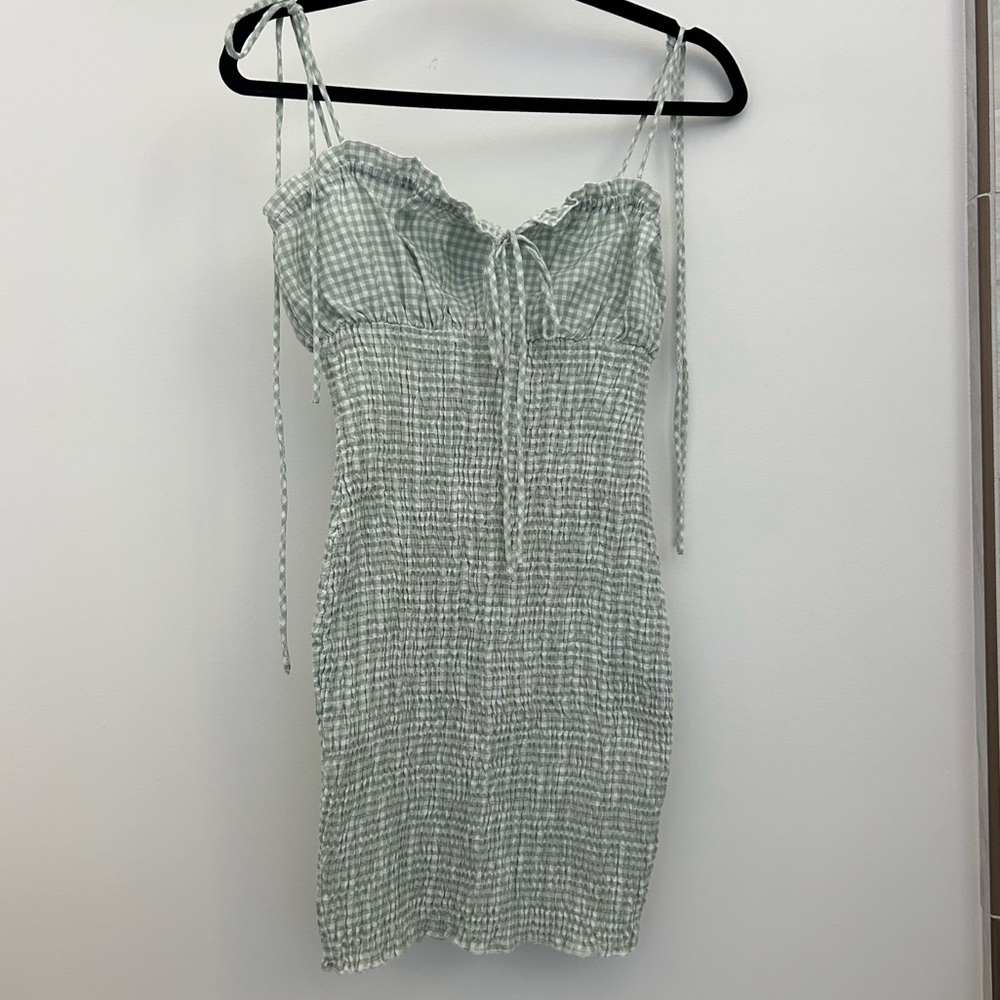 Green and White Gingham Princess Polly Mini Dress
